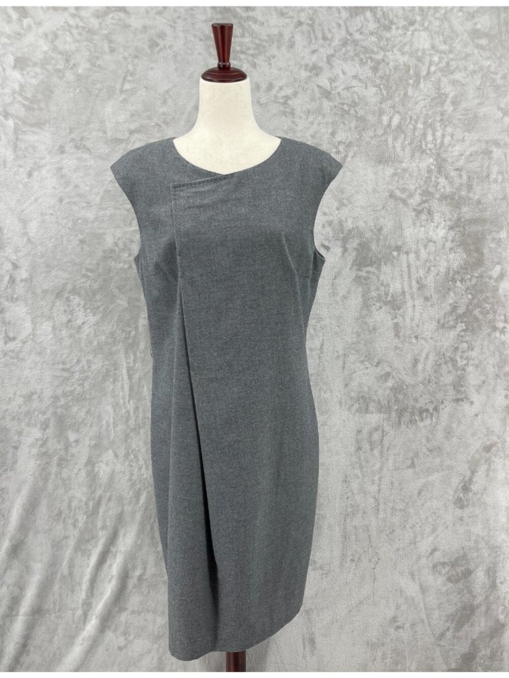 Peserico Size 48 US 12 Gray Flannel Faux Wrap Sheath Dress Business Casual